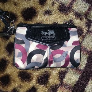 Purple & White Coach Wristlet